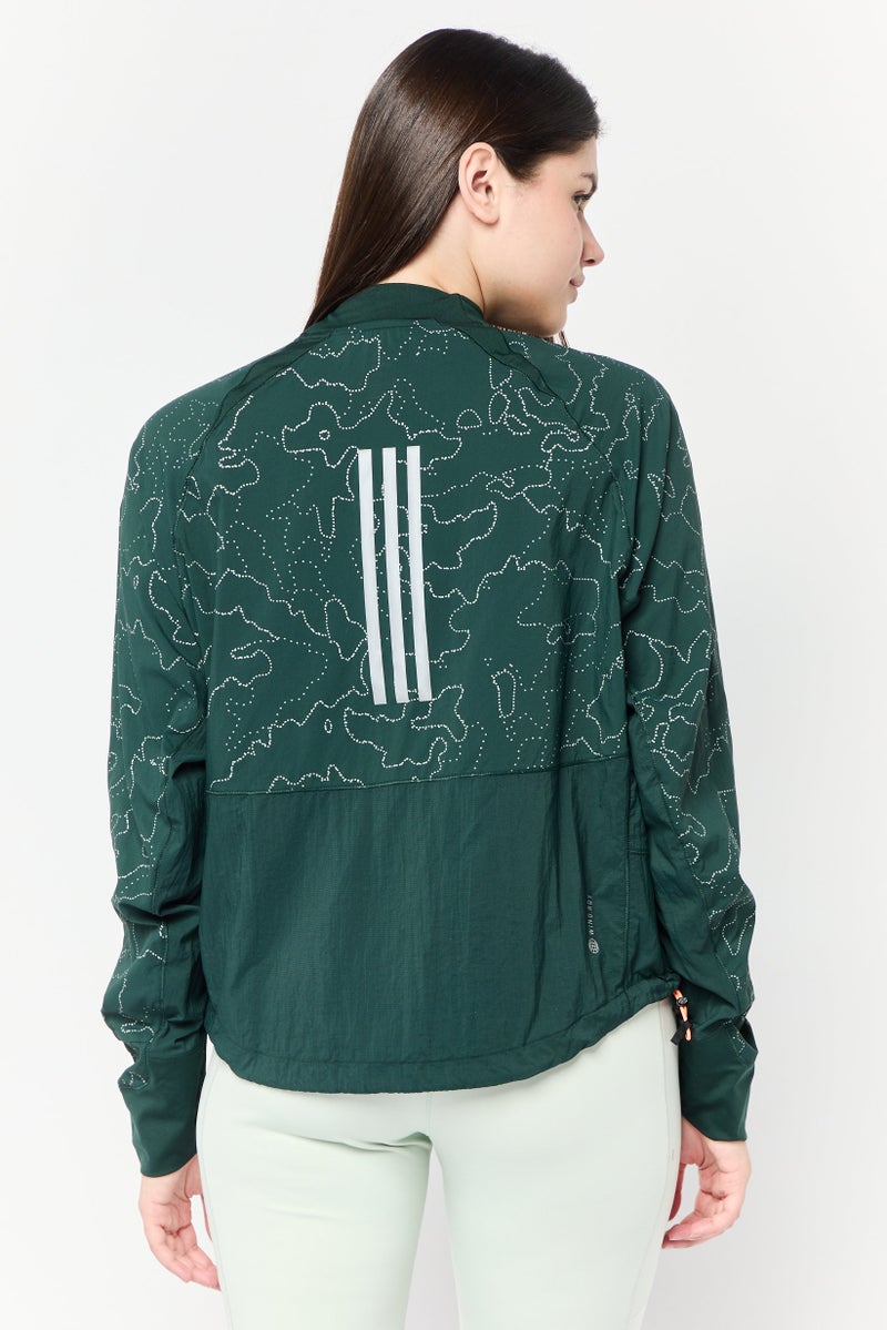 Adidas Women Sportswear Fit Brand Logo Long Sleeve Training Jacket, Green - Image 4