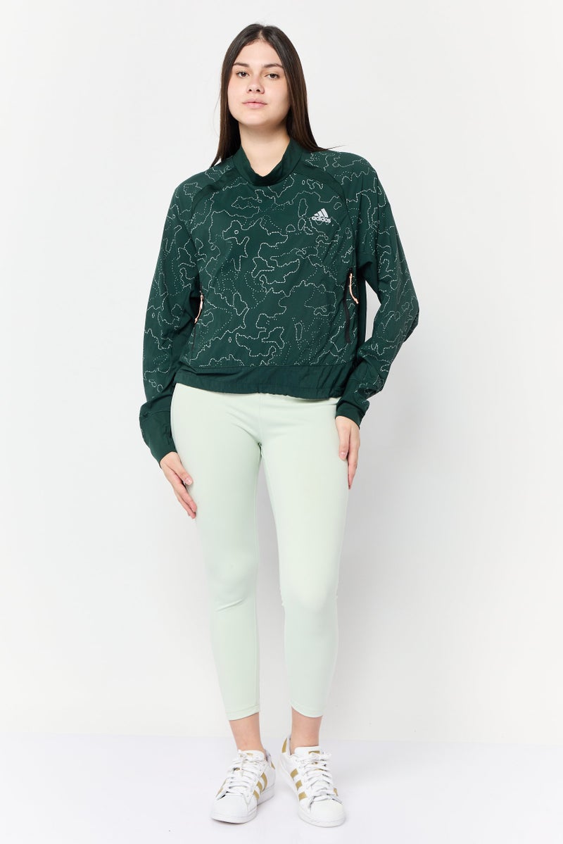 Adidas Women Sportswear Fit Brand Logo Long Sleeve Training Jacket, Green - Image 2