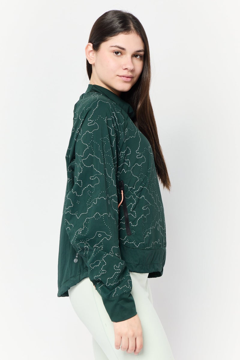 Adidas Women Sportswear Fit Brand Logo Long Sleeve Training Jacket, Green - Image 3