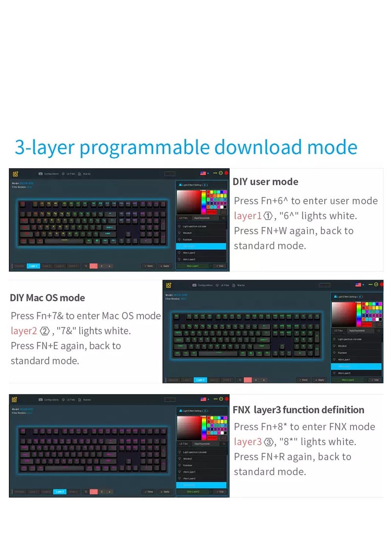 SKYLOONG GK108 RGB Mechanical Gaming Keyboard – Red Switch Hot Swappable - Full RGB Software  - Image 2