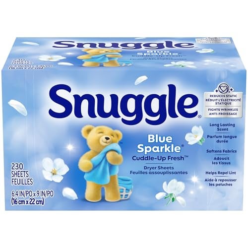 Snuggle مناديل تجفيف منعم الأقمشة سنجل بريق أزرق كودل أب فريش 230 عد طويلة الأمد برائحة نظيفة منعشة تنعم الأقمشة تقلل من static تحارب التجاعيد تساعد على طرد الوبر وشعر الحيوانات آمنة للاستخدام في الغسالات عالية الكفاءة - Image 2