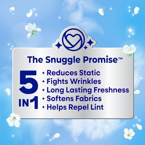 Snuggle مناديل تجفيف منعم الأقمشة سنجل بريق أزرق كودل أب فريش 230 عد طويلة الأمد برائحة نظيفة منعشة تنعم الأقمشة تقلل من static تحارب التجاعيد تساعد على طرد الوبر وشعر الحيوانات آمنة للاستخدام في الغسالات عالية الكفاءة - Image 5