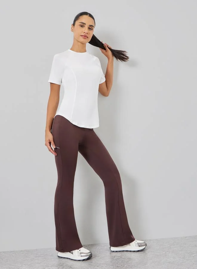 Styli Active Racerback Mesh Insert Short Sleeve Top