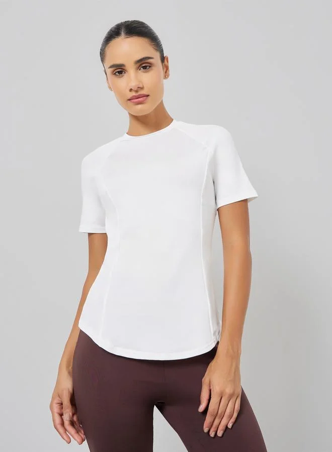 Styli Active Racerback Mesh Insert Short Sleeve Top