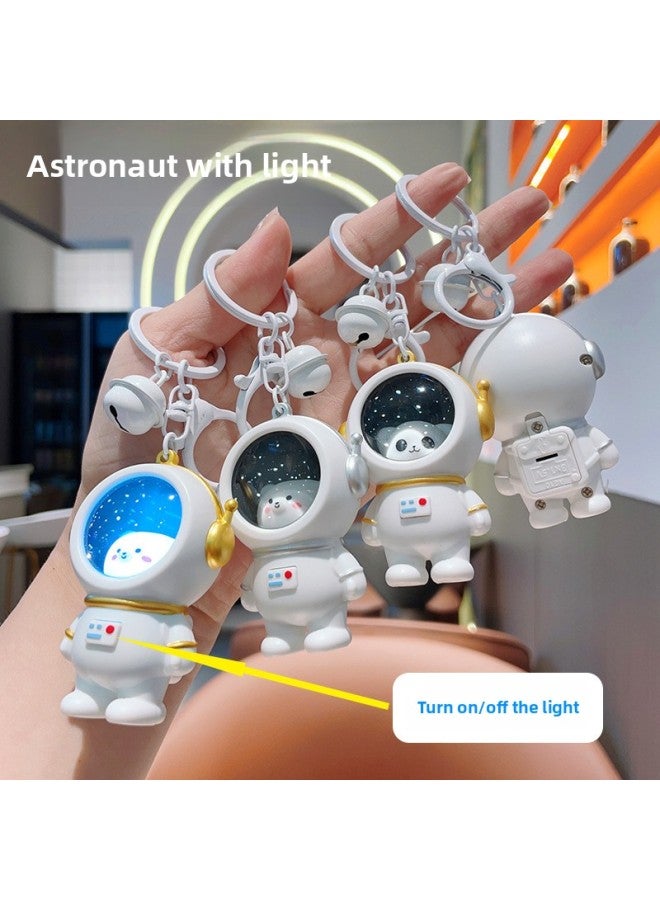 Luminous Backpack Keychain Trendy Lighted Luminous Starry Sky Astronaut Glossy Doll Car Keychain Small Gift 