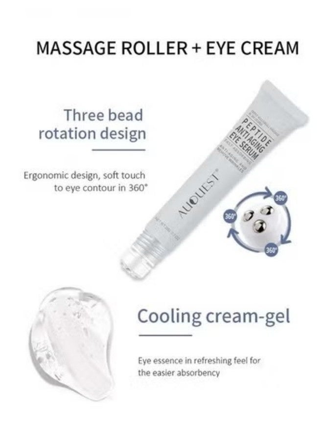 AuQuest Peptide Anti Aging Eye Serum 20ml, Anti-Aging and Remove Wrinkles Eye Serum, Eye Cream with Anti Allergy Applicatorhead, Firming Lifting Eye Essence - Image 2