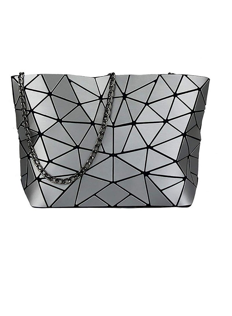 Excefore Women Handbags Geometric Luminous Bag, Geometric Lattice Shoulder Bag, PU Leather Shard Lattice Holographic Purse Ladies Shoulder Bag - Image 1