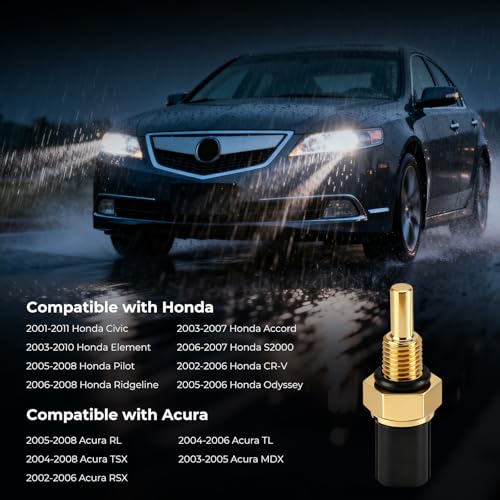 Manymiba Engine Coolant Temperature Sensor for Honda 2001-2011 Civic, 2003-2007 Accord, 2002-2006 CR-V, 2005-2006 Odyssey, 2005-2008 Pilot, 2003-2010 Element, 2006-2008 Ridgeline, 37870-PNA-003, 37870-PLC-004 - Image 2