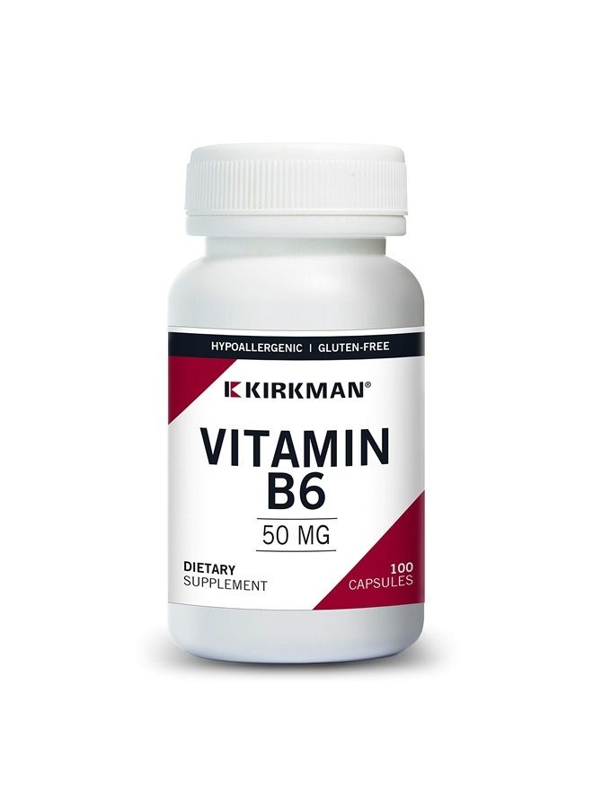 Kirkman Vitamin B-6 50 mg - Hypoallergenic || 100 Vegetarian Capsules || Gluten/Casein Free || Tested for More Than 950 Environmental contaminants. - Image 1