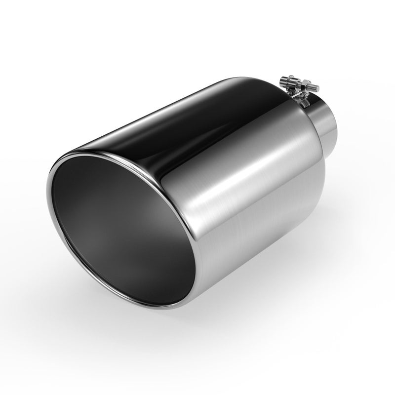 Richeer 4 to 8 inch Exhaust Tip, 4" Inlet, 8â€ Outlet 15â€ Overall Length Stainless Steel Polished Finish Universal for Vehicles with 4" O.D. Exhaust Tailpipe, Rolled Edge, Bolt on Design - Image 1