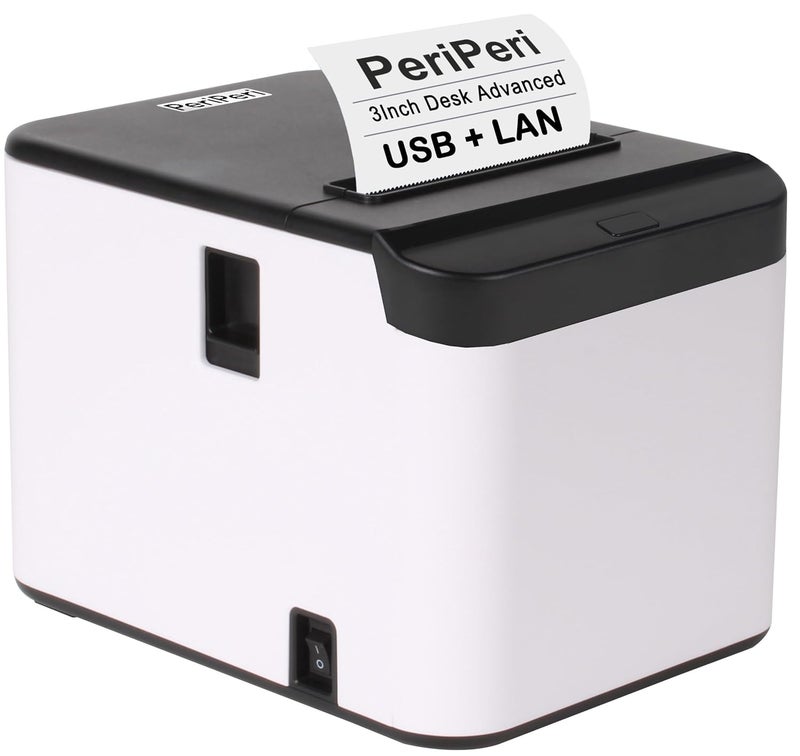 PeriPeri 3inch Desk Advanced 80mm Inkless Receipt Thermal Printer with Auto Cutter & Cash Drawer Support, ESC/POS Bill Print (1Year Warranty) (USB+LAN) - Image 1