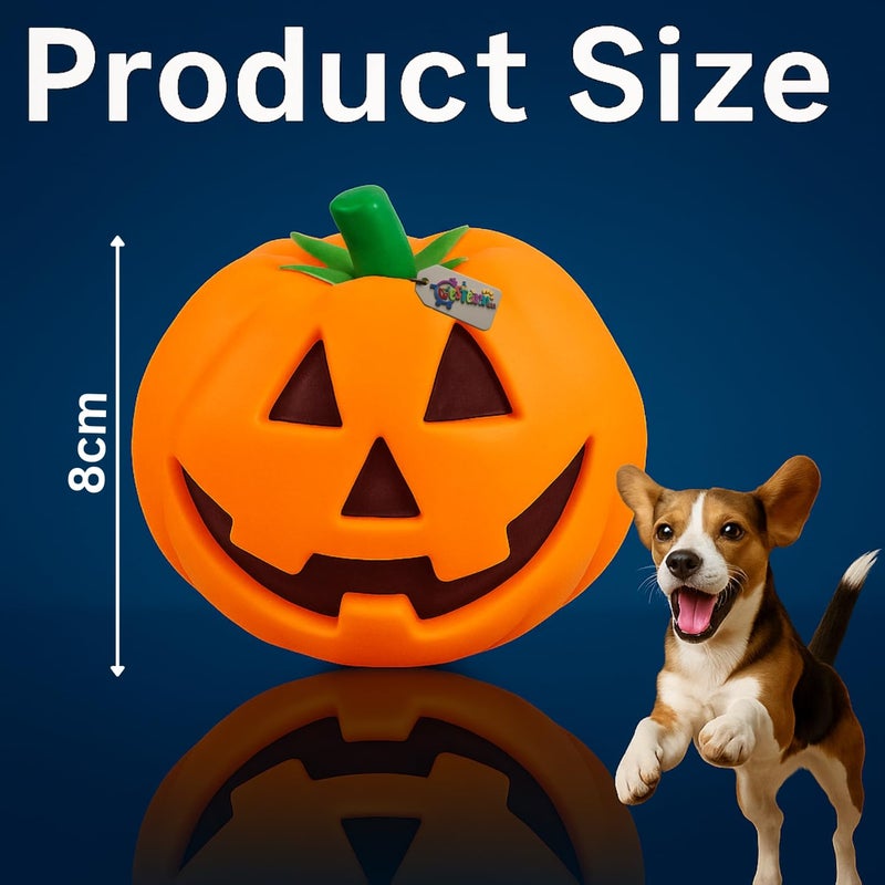 Western Era Pumpkin Squeaky Dog Toy | Halloween Jack O’ Lantern Design | Durable Chew Toy | Spooky Pumpkin Shape with Loud Squeaker | Great for All Dogs | Treat Distraction for Training (Type 6) - Image 3