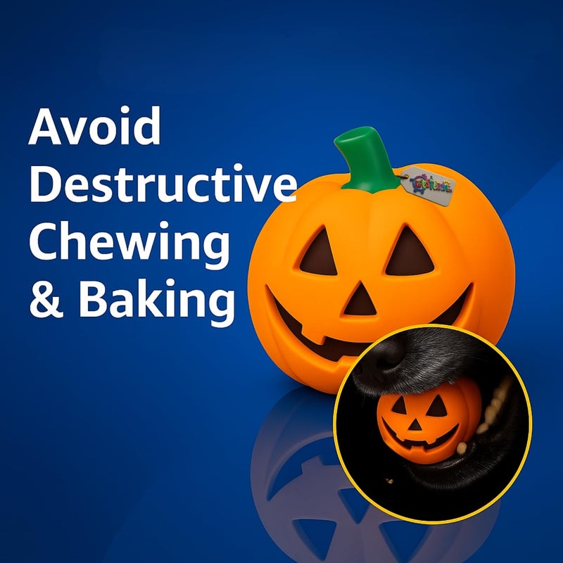 Western Era Pumpkin Squeaky Dog Toy | Halloween Jack O’ Lantern Design | Durable Chew Toy | Spooky Pumpkin Shape with Loud Squeaker | Great for All Dogs | Treat Distraction for Training (Type 6) - Image 4