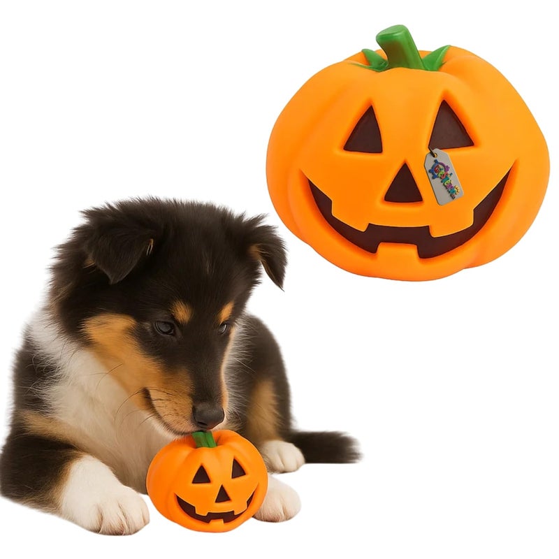 Western Era Pumpkin Squeaky Dog Toy | Halloween Jack O’ Lantern Design | Durable Chew Toy | Spooky Pumpkin Shape with Loud Squeaker | Great for All Dogs | Treat Distraction for Training (Type 6) - Image 1
