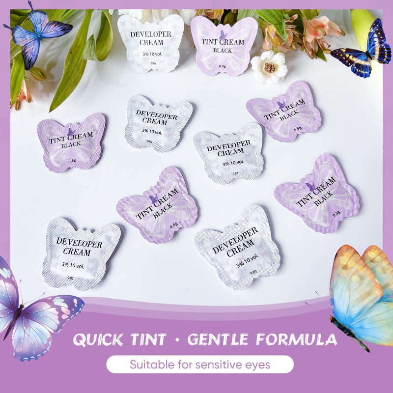 Libeauty Eyelash Black Color Kit, Semi-Permanent Hair Color Kit for Lash and Brow Cute Butterfly Disposable Individual Sachet Kit Instant Voluminous Coloring Eyebrow Colour Kit - Image 5