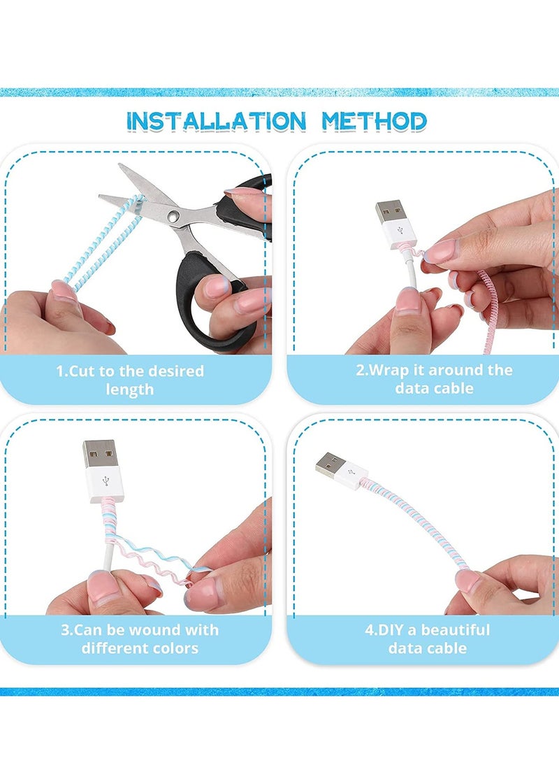 KASTWAVE Cable Protector, 10 Pcs Spiral Data Cable Protective Sleeve, Spiral Tube Wire Management Organizer, Prevent Pets from Biting The Cable, Line Saver for iPhone iPod iPad MacBook Tablet Charger Cord - Image 2