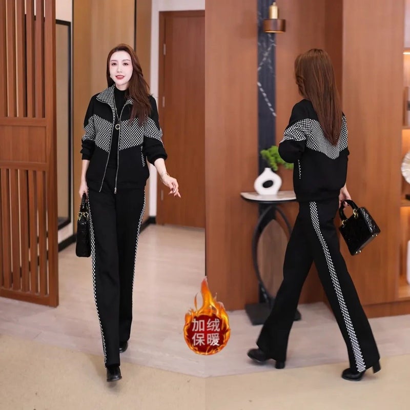 2026 Winter New Style Fleece-Lined Thickened Fashion Casual Age-Reducing Sportswear Set Slimming Two-Piece Set for Women - Image 3