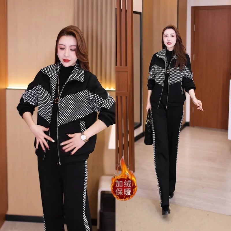 2026 Winter New Style Fleece-Lined Thickened Fashion Casual Age-Reducing Sportswear Set Slimming Two-Piece Set for Women - Image 4