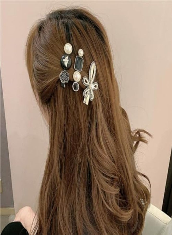 Blubby مشابك شعر معدنية مانعة للانزلاق بتصميم كوري أنيق من اللؤلؤ وأحجار الراين، إكسسوارات شعر أنيقة للنساء والفتيات، مناسبة للشعر الخفيف والكثيف والناعم، عبوة من 11 قطعة - Image 4