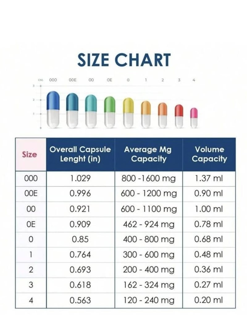 Empty Capsules Size 0 - 100 Empty Gelatin Capsules - Empty Pill Capsules - Do It Yourself Capsule Filler - Empty Fillable Pill Capsules - Image 3