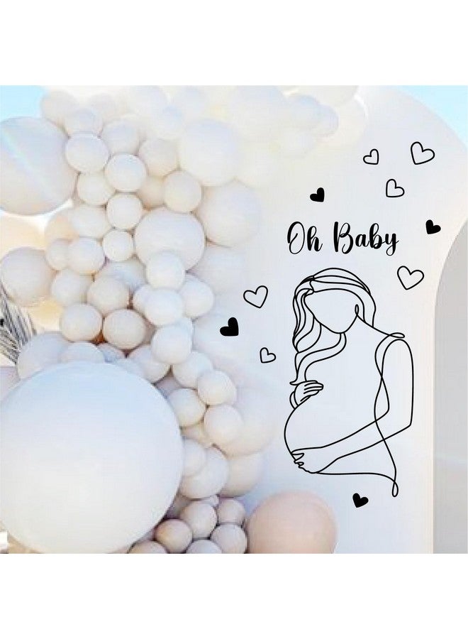 THEYGE Pregnancy Baby Wall Decal Oh Baby Decal for Backdrop Pregnant Woman Art Line Decal Oh Baby Sign Decor Baby Shower Wall Decorations Gender Reveal Boy Or Girl Stickers Party Mom Theme Decor - Image 3
