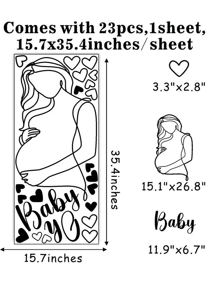 THEYGE Pregnancy Baby Wall Decal Oh Baby Decal for Backdrop Pregnant Woman Art Line Decal Oh Baby Sign Decor Baby Shower Wall Decorations Gender Reveal Boy Or Girl Stickers Party Mom Theme Decor - Image 5