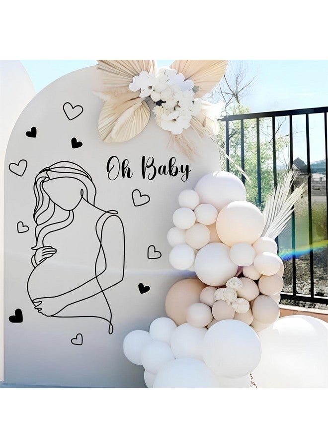 THEYGE Pregnancy Baby Wall Decal Oh Baby Decal for Backdrop Pregnant Woman Art Line Decal Oh Baby Sign Decor Baby Shower Wall Decorations Gender Reveal Boy Or Girl Stickers Party Mom Theme Decor - Image 1