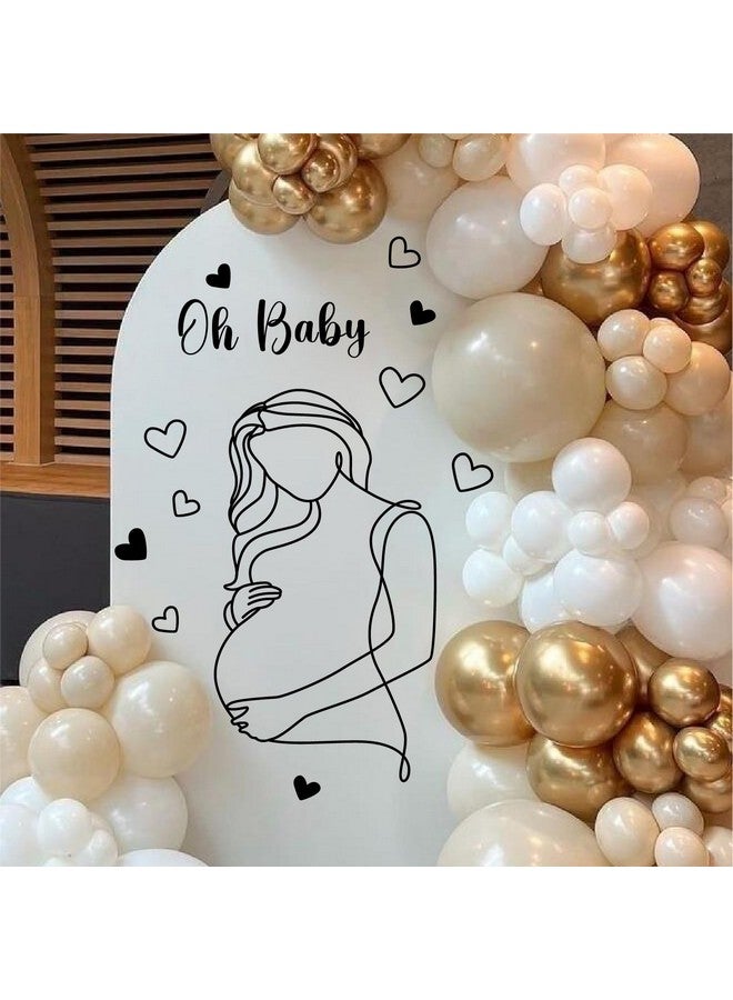 THEYGE Pregnancy Baby Wall Decal Oh Baby Decal for Backdrop Pregnant Woman Art Line Decal Oh Baby Sign Decor Baby Shower Wall Decorations Gender Reveal Boy Or Girl Stickers Party Mom Theme Decor - Image 2