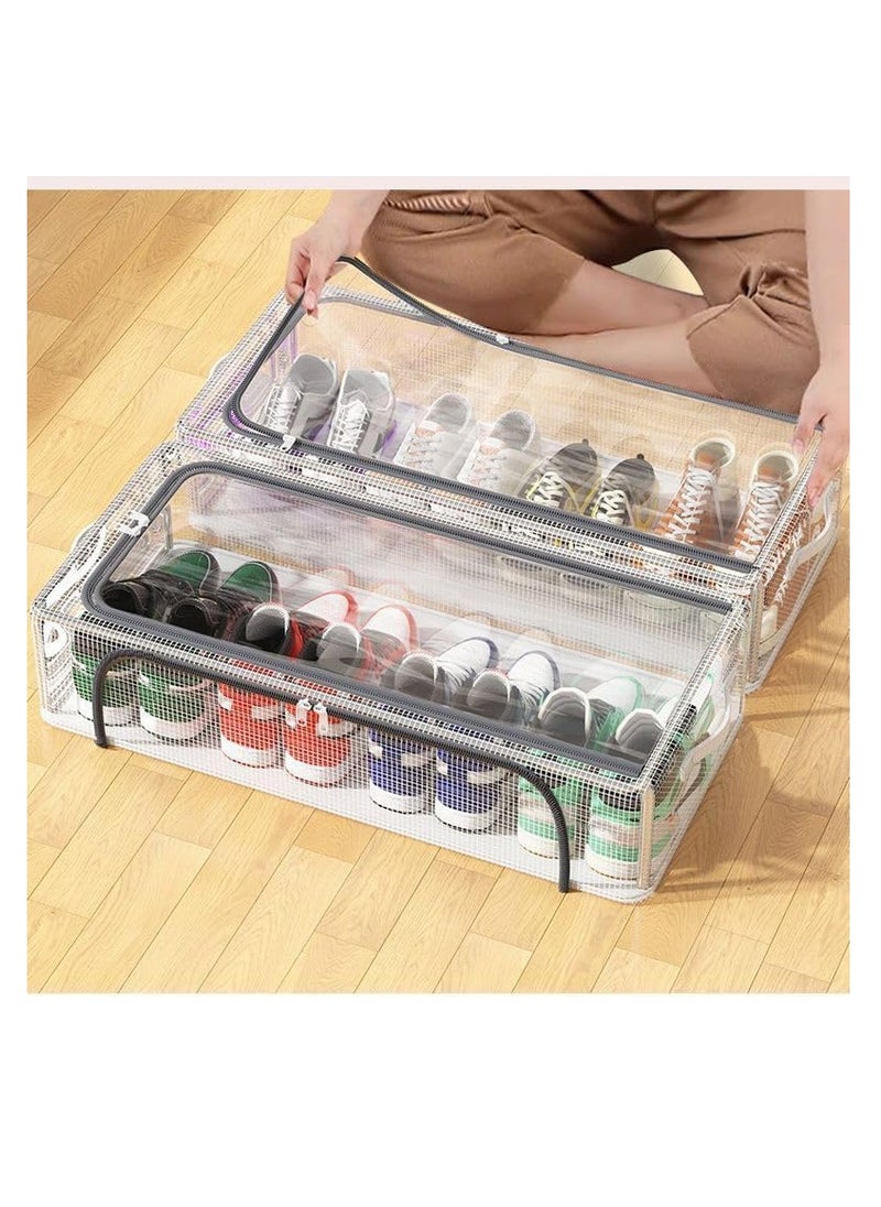 Generic PVC Shoe Storage Box,Foldable Under Bed Shoes Bag Shoe Storage,Clear Shoe Organizer, 60x30x21cm Shoe Container Bins for Sneakers, Foldable Shoe Display Case, Shoe Rack for Closet(2 Packs)  - Image 2