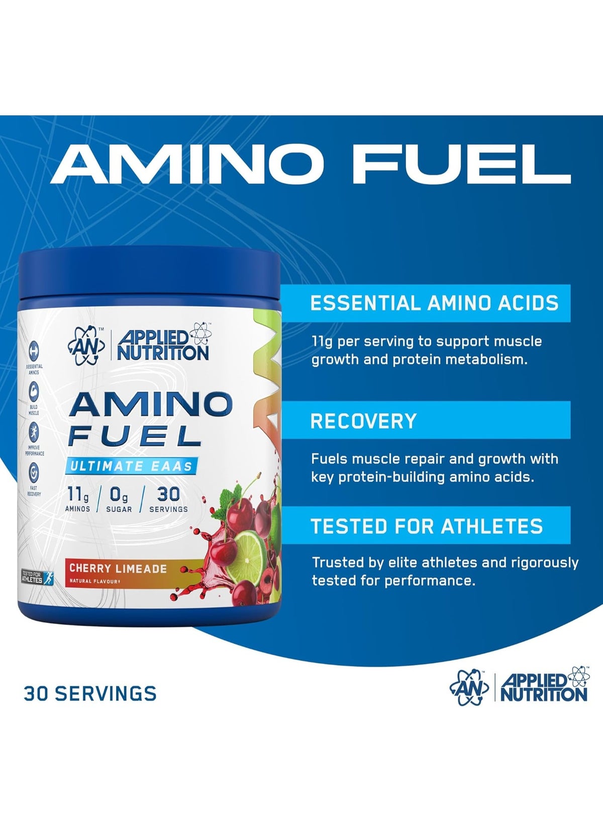 Amino Fuel, Essential Amino Acids Powder 390G, 30 Servings Cherry Limeade Flavor