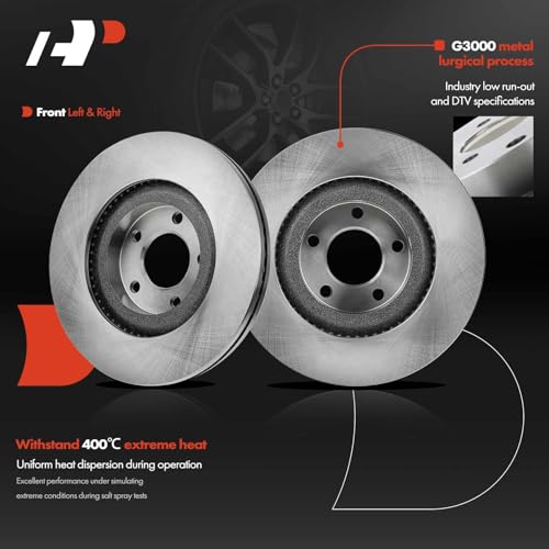 A-Premium أقراص فرامل أمامية مهواة مقاس 12.6 بوصة (320 مم) + مجموعة وسادات سيراميك متوافقة مع بعض طرازات فورد ولينكولن - إيدج 2007-2014، MKX 2007-2015، مجموعة 6 قطع - Image 5