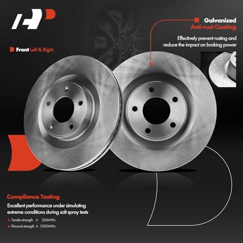 A-Premium أقراص فرامل أمامية مهواة مقاس 12.6 بوصة (320 مم) + مجموعة وسادات سيراميك متوافقة مع بعض طرازات فورد ولينكولن - إيدج 2007-2014، MKX 2007-2015، مجموعة 6 قطع - Image 4