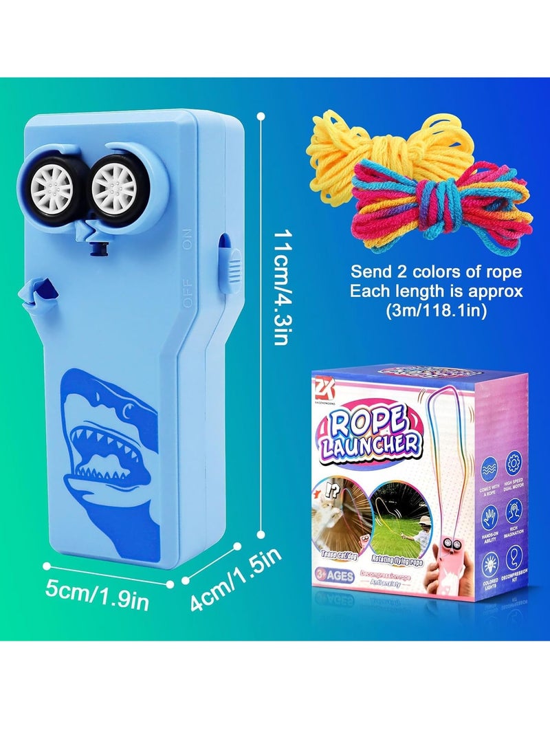 Excefore String Shooter Toy, Handheld Rope Launcher Fidget Toys, Portable Electric Lasso Rope Toddler Toys with Dark Blue Shark Motif, Fun Lasso Toy for Kids Adults, Best Gift for Birthdays - Image 2