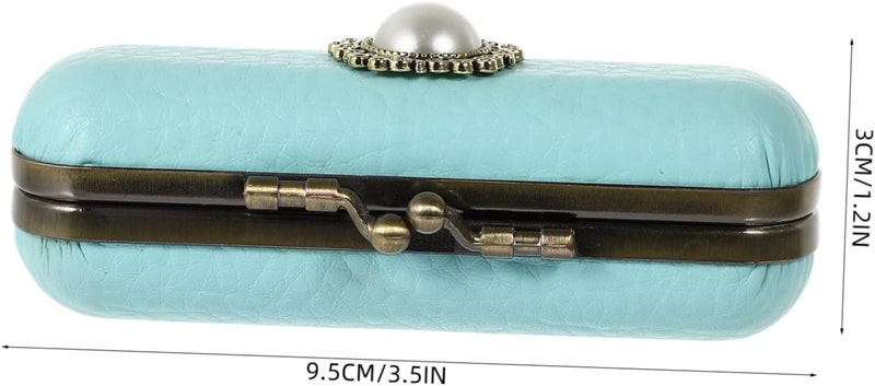 Chic Retro Lipstick Case Mirror Portable Lip Balm Lip Gloss Storage Box for Handbag for Women and Girls Light Texture Beads - Image 3