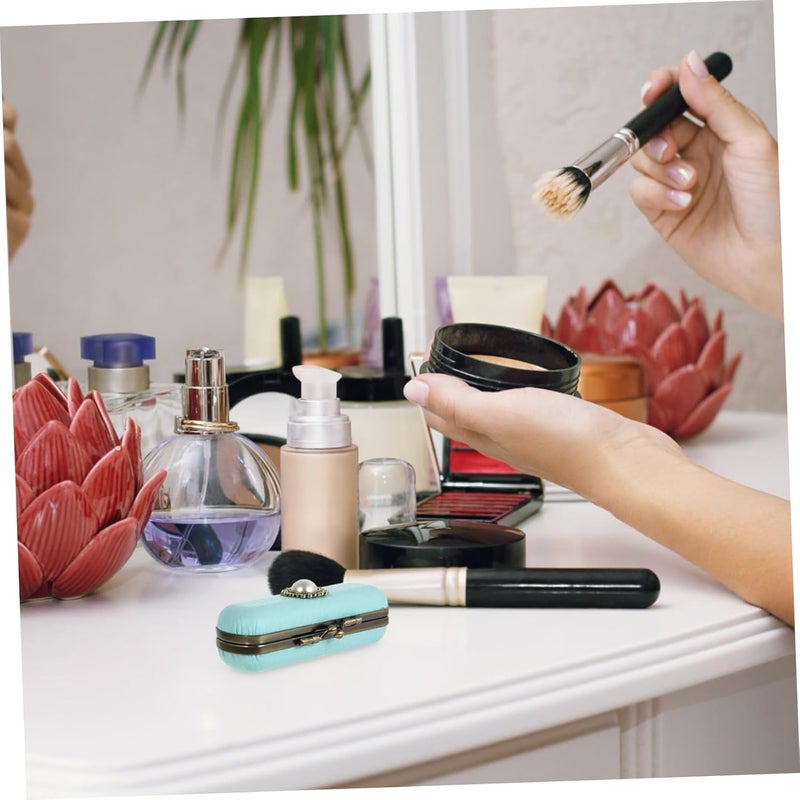 Chic Retro Lipstick Case Mirror Portable Lip Balm Lip Gloss Storage Box for Handbag for Women and Girls Light Texture Beads - Image 5