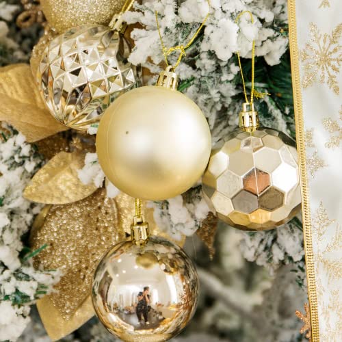 XmasExp 24ct Champagne Christmas Ball Ornaments for Tree Decorations, Small Shatterproof Plastic Hanging Balls Set for Christmas Tree, Home Holiday Party Decor (1.57'', Champagne Gold) - Image 4