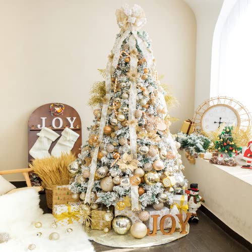 XmasExp 24ct Champagne Christmas Ball Ornaments for Tree Decorations, Small Shatterproof Plastic Hanging Balls Set for Christmas Tree, Home Holiday Party Decor (1.57'', Champagne Gold) - Image 5