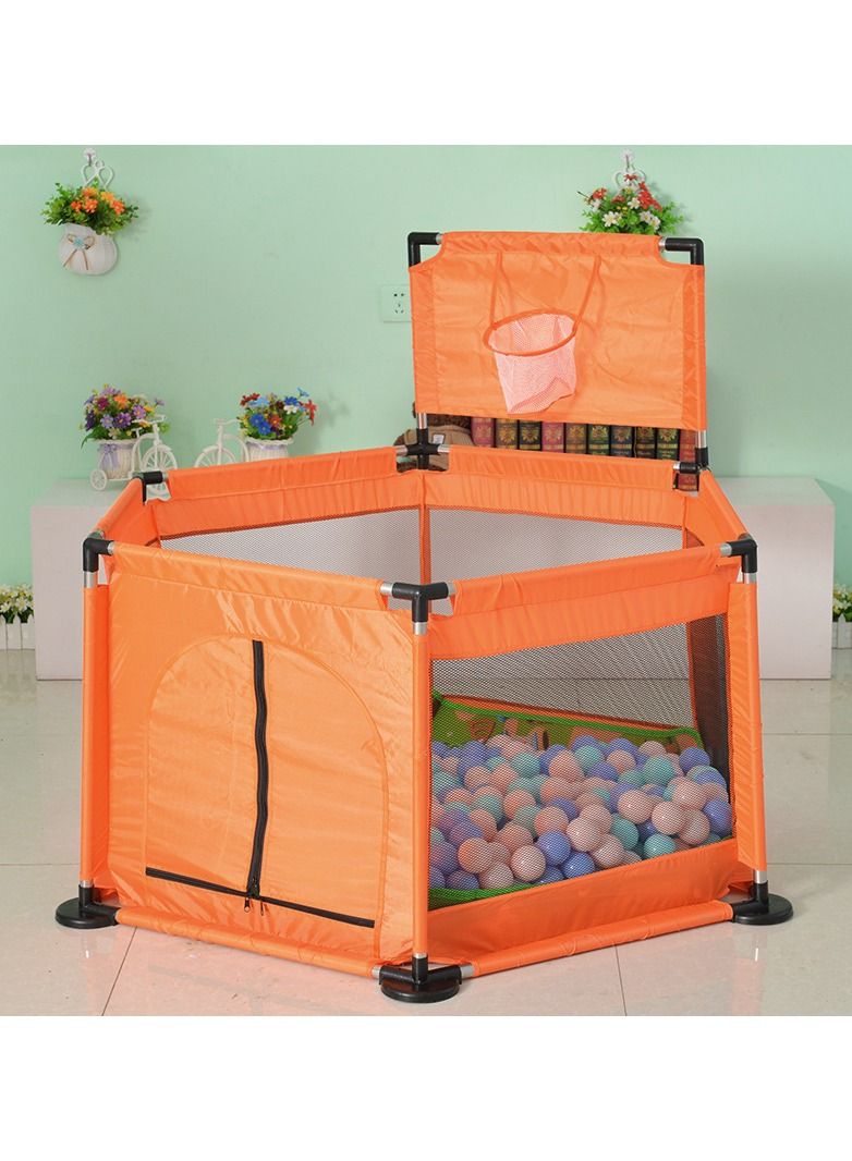 Portable Baby Playpen Fences with 100 Pcs Basketball Hoop, 6-Panel Foldable Play Yard Playpen, with Breathable Mesh for Baby Toddlers Infant, Indoor And Outdoor Play - Image 1