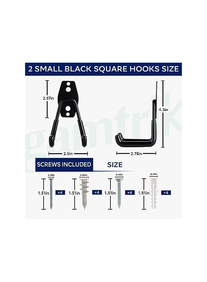erorex 2-Pack Heavy Duty Utility Garage Hooks - Wall Mount Hanging Storage for Garden, Ladders, Bikes - Organizers for Small Tools - Image 2