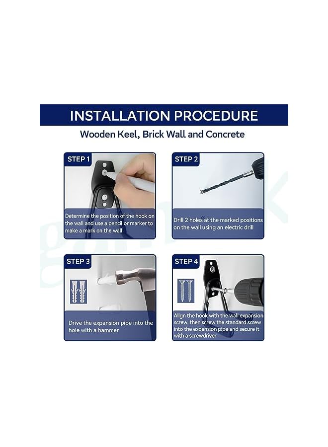 erorex 2-Pack Heavy Duty Utility Garage Hooks - Wall Mount Hanging Storage for Garden, Ladders, Bikes - Organizers for Small Tools - Image 5