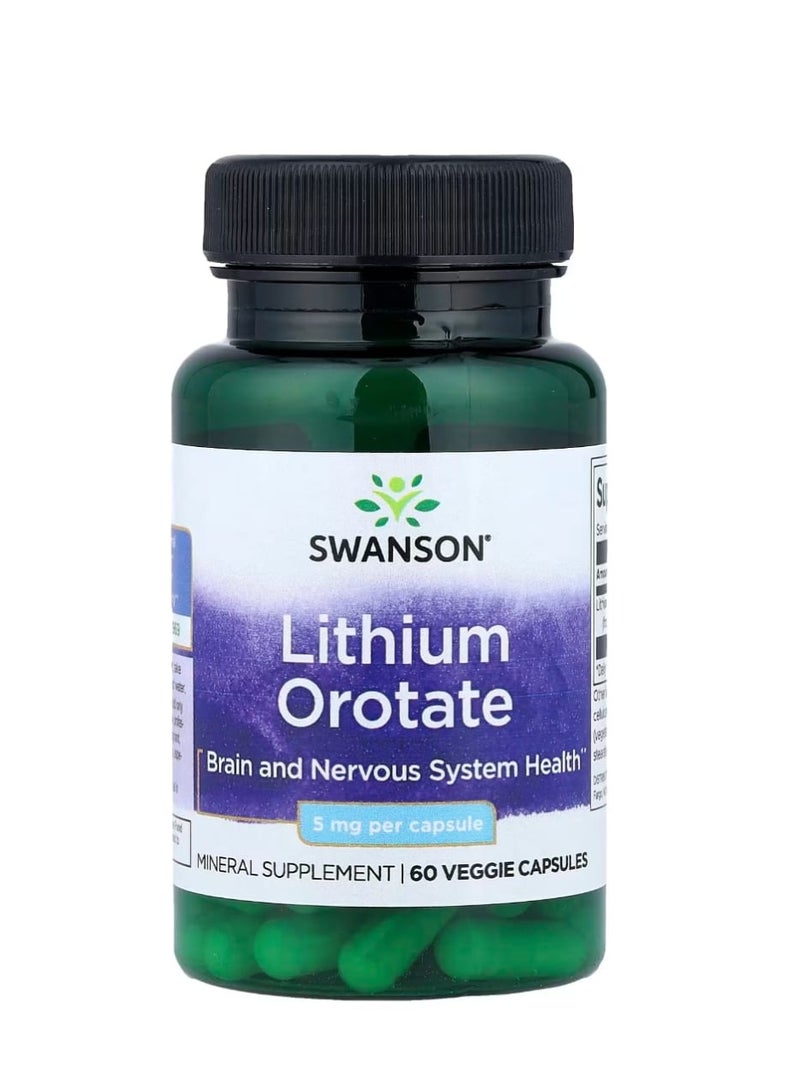 سوانسون أوروتات الليثيوم 5 ملغ 60 كبسولة نباتية - Image 1