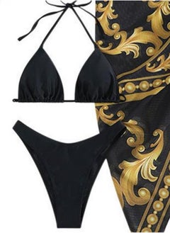 NADANBAO 4pcs new swimsuit mesh cover-up skirt printed bikini swimsuit set  - Image 2