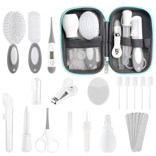 POPYJAN Baby Healthcare and Grooming Kit for Newborn Kids, 24PCS Upgraded Safety Baby Care Kit, Newborn Nursery Health Care Set, Baby Care Product (Grey White) - Image 1