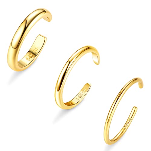 ADRAMATA Toe Rings for Women Gold Trendy 14K Gold Plated Toe Ring Set Thin Band Beach Foot Jewelry for Summer Open Adjustable Toe Ring 1mm 2mm 3mm - Image 1