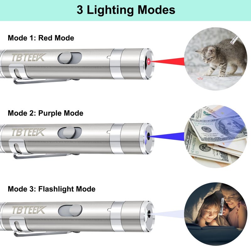 TBTeek Cat Toys Rechargeable, Cat Toys for Indoor Cats,7 Adjustable Lights&Pattern Interactive Cat Toy,Portable Funny Kitten Toy for Training Play Exercise（2 Pack ） - Image 3