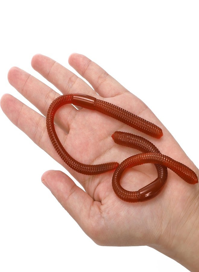 Cedilis 50 Pieces Fake Earthworm, Stretchy Lifelike Faux Rubber Earthworms, Plastic Soft Worm Trick Toys for Halloween, 7 inch - Image 3