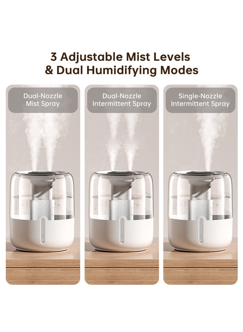 Perfin Air Humidifier 4L with Auto Humidity Control, Dual 360° Nozzles, 3 Mist Levels, Ultra Quiet 36dB & Night Light for Home Office Baby Nursery - Image 5