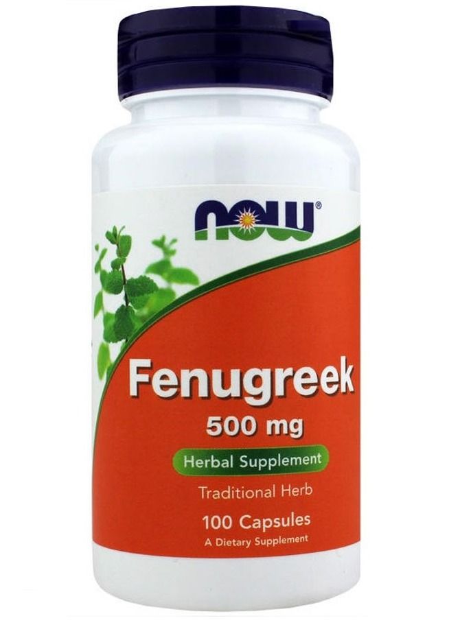 NOW FENUGREEK 500MG 100 VEG CAPSULES - Image 1