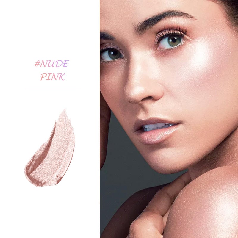 LSxia Highlighter Makeup Palette Shimmer Contour Palette Powder for Brighten Face Contour Gold Cheek Highlight Makeup, Long Lasting Highlighter Powder with Mirror for Illuminator Makeup (NUDE PINK) - Image 3
