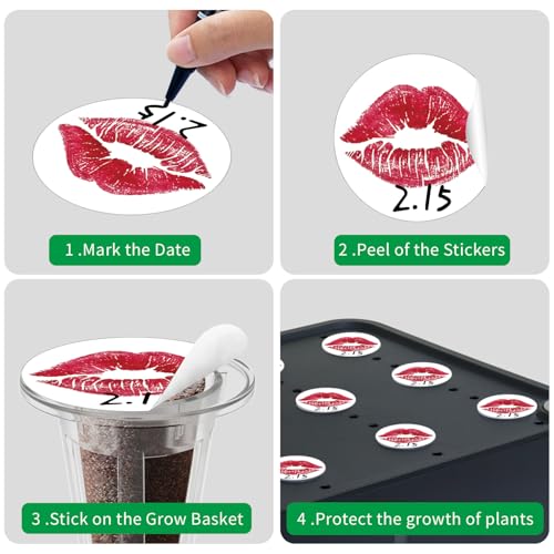 DRYADES Hydroponic Seed Pod Label Sitckers, Dryades 150PCS PVC Plant Grow Basket Stickers for Marking Plants and Understanding Plant Growth (38mm) - Image 5
